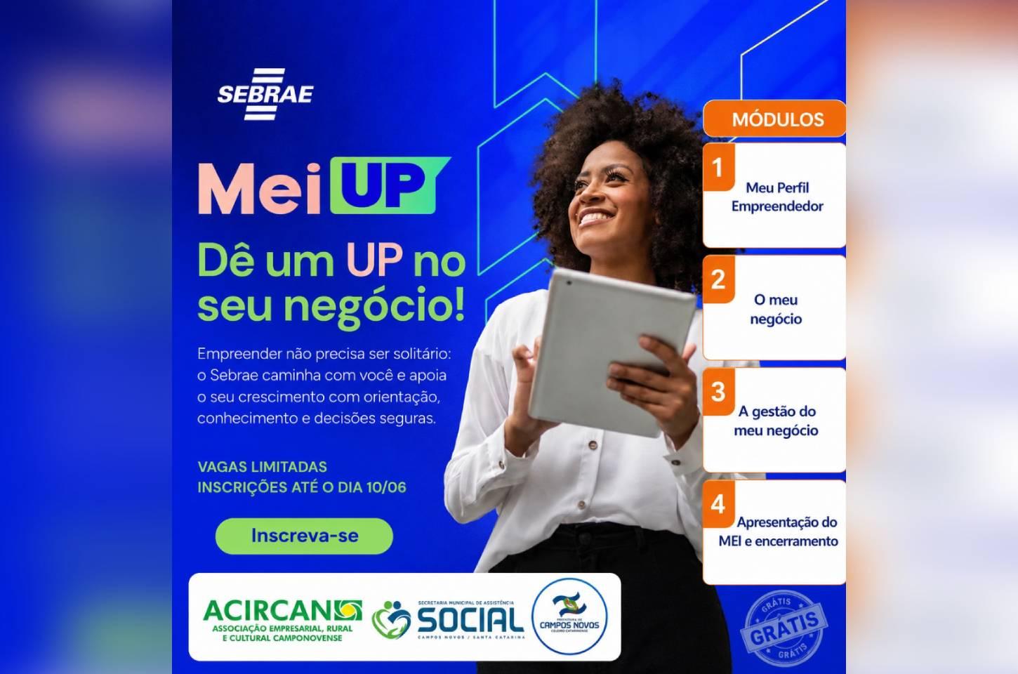 Acircan lança MEI-Up com capacitação gratuita em Campos Novos