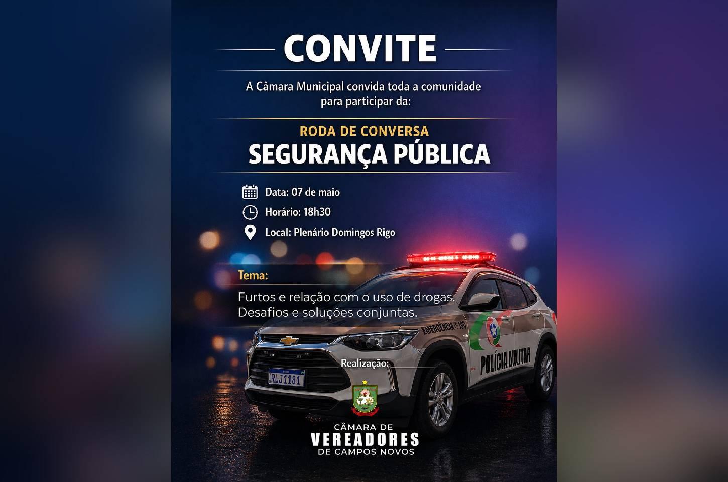 Câmara de Campos Novos promove roda de conversa sobre segurança pública aberta à comunidade