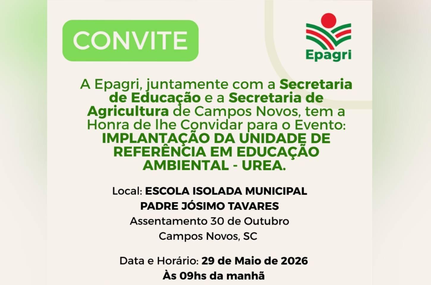 Campos Novos recebe implantação de Unidade de Referência em Educação Ambiental no Assentamento 30 de Outubro