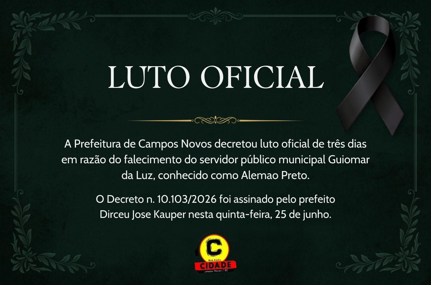 Prefeitura de Campos Novos decreta luto oficial de três dias pela morte de Guiomar da Luz