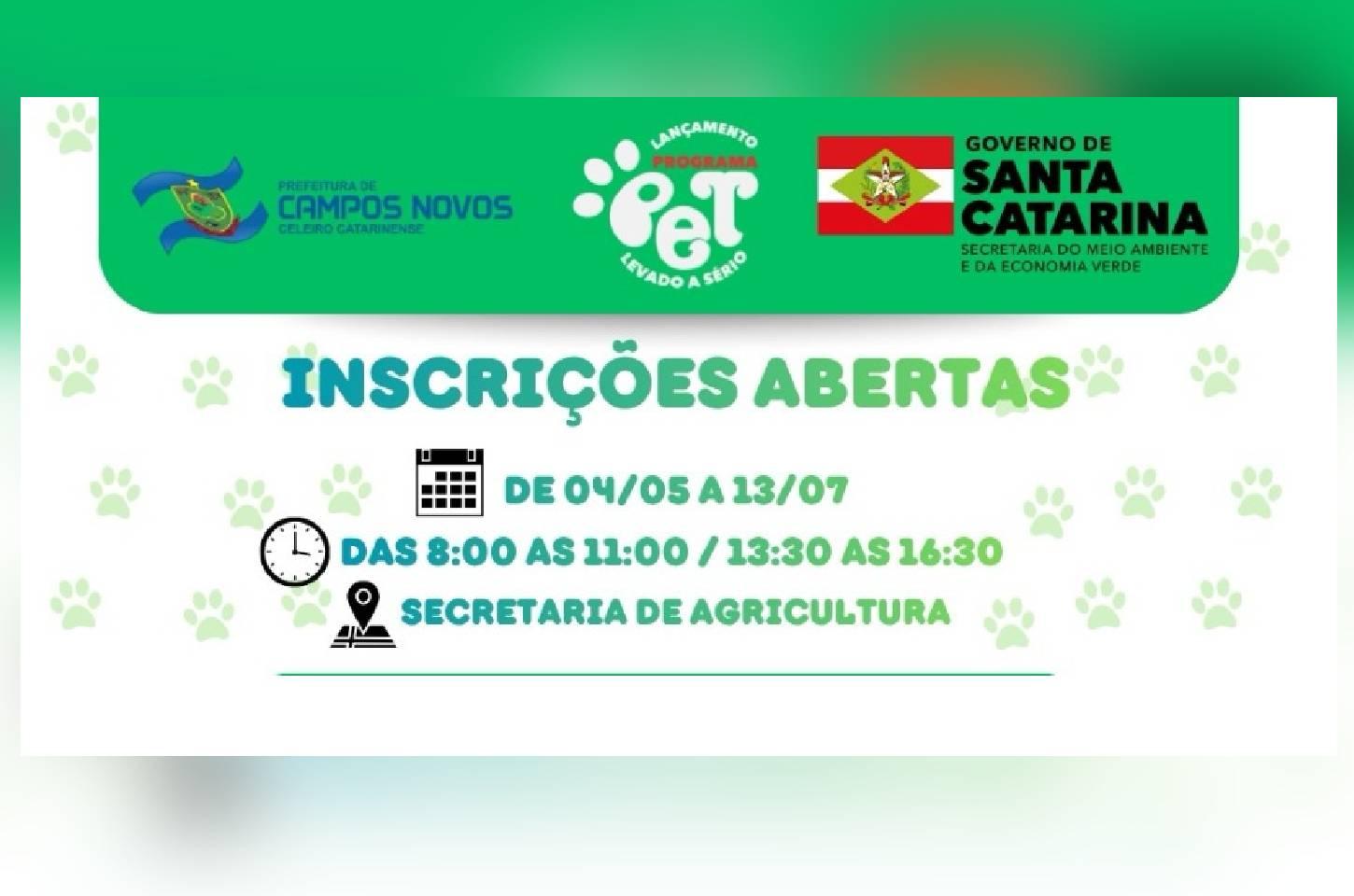 Prefeitura de Campos Novos está com inscrições abertas para a 1ª etapa do Mutirão de Castração Gratuita