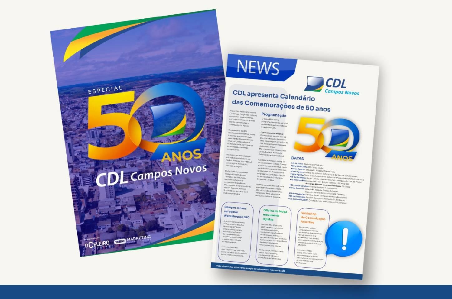 CDL Campos Novos lança caderno especial dos 50 anos e retoma newsletter para fortalecer comunicação com associados