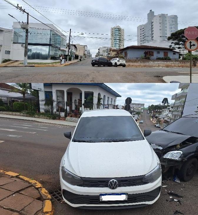 Colisão entre dois veículos deixa mulher ferida no Centro de Campos Novos